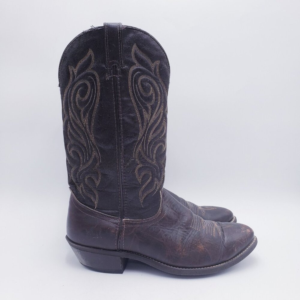 Laredo Men's Cowboy Boots Brown‎ Leather Pointed Toe Embroidered Size 11